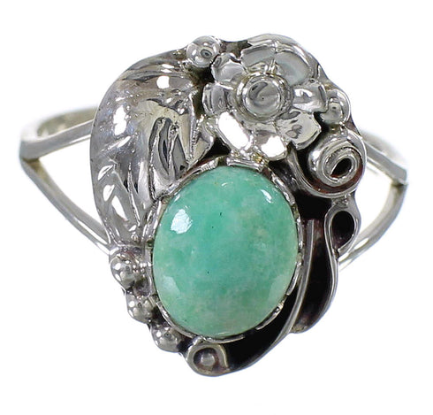 Turquoise Sterling Silver Southwest Flower Ring Size 4-3/4 AX88238